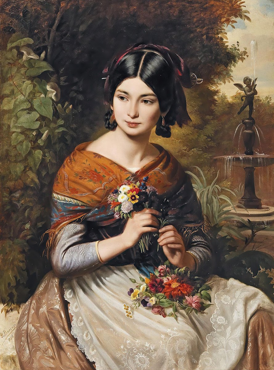 Girl with flowers 1856