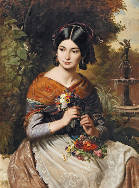 Girl with flowers 1856