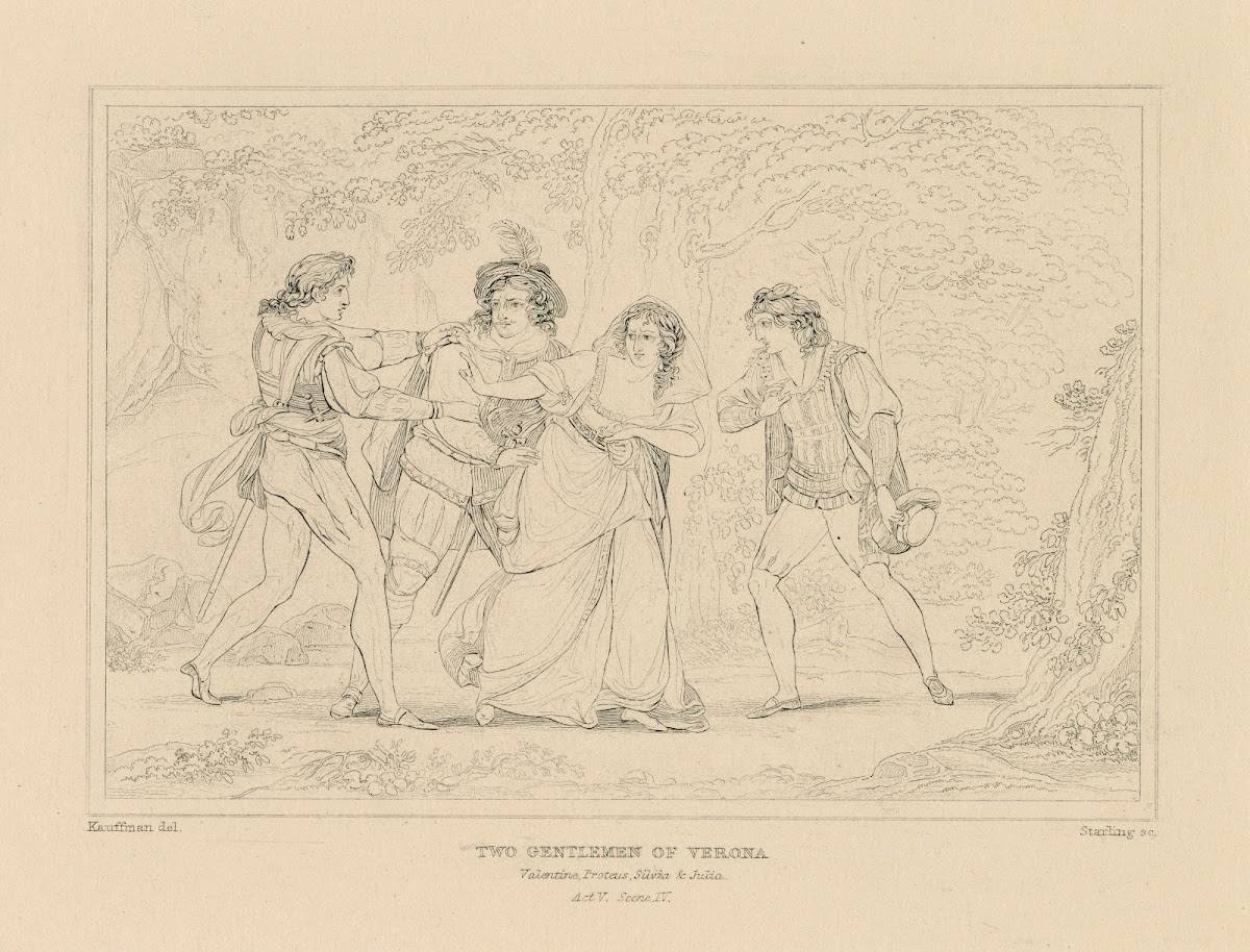 Two gentlemen of Verona Valentine Proteus Silvia  Julia act V scene IV 19th cent