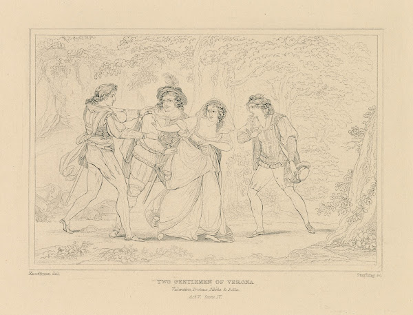 Two gentlemen of Verona Valentine Proteus Silvia  Julia act V scene IV 19th cent