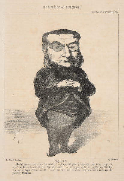 Coquerel man standing with hands folded on top of belly 1849
