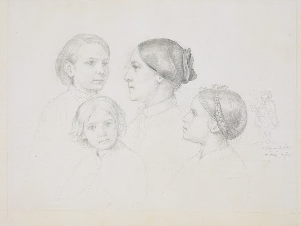 Die Familie des Künstlers rechts ein Selbstbildnis 1851