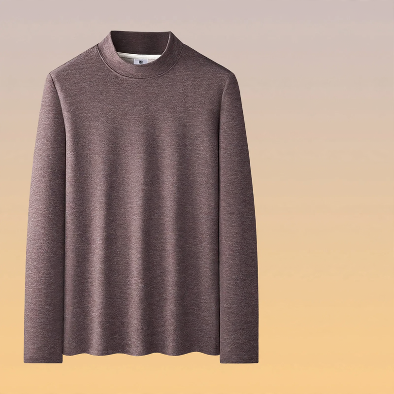 Men's long-sleeve shirt, lined, with stand-up collar
