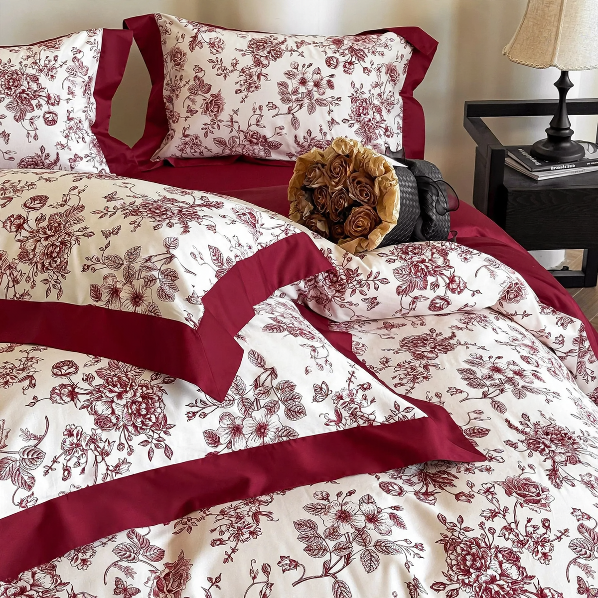 Wedding bedding set, long-staple cotton, embroidered