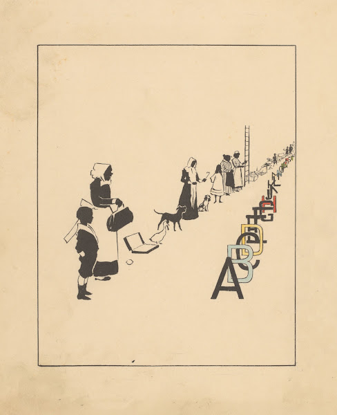 Rijen met letters van het alfabet mensen dieren en voorwerpen 1880 1910