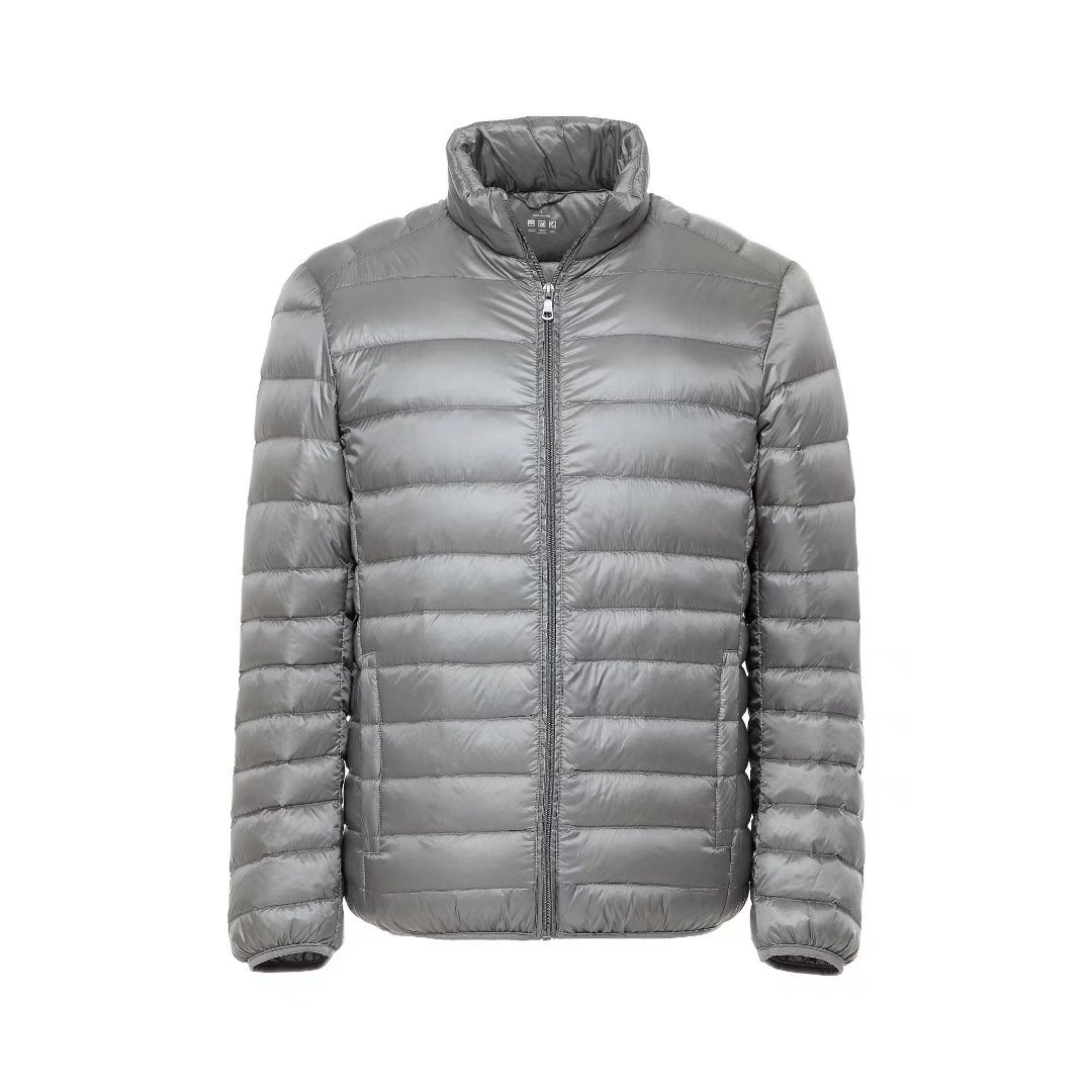 Simple men's down jacket with stand-up collar
