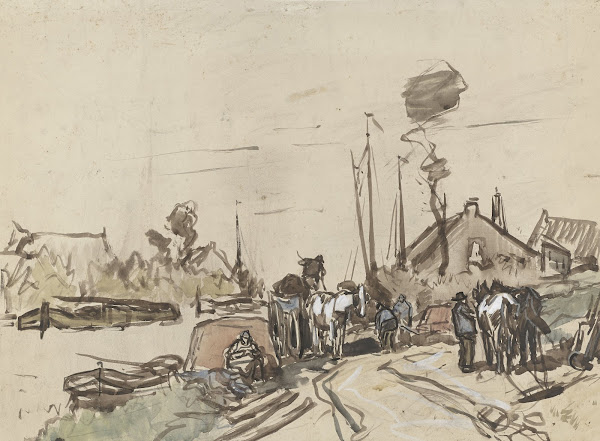Het lossen van karren bij een vaart 1864   1936