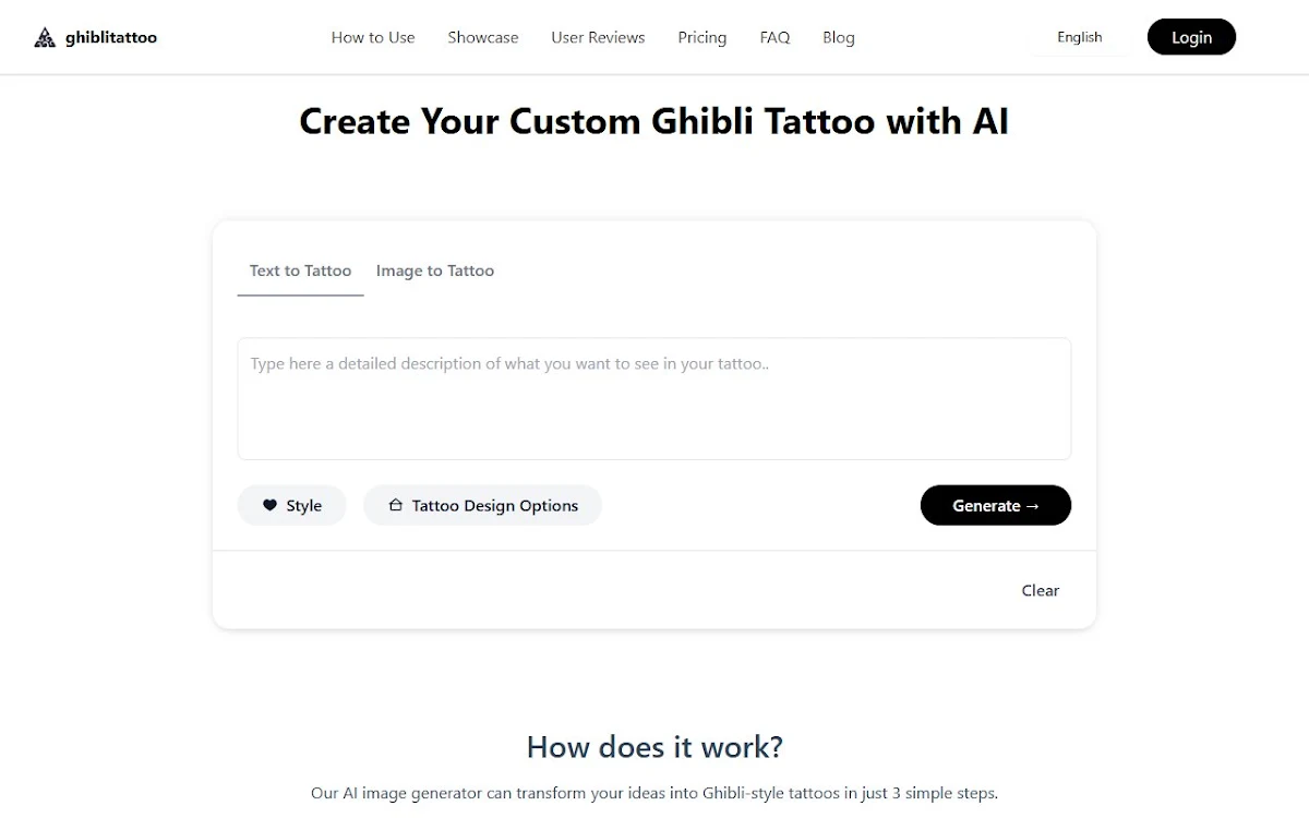 Captura de Ghibli Tattoo Generator