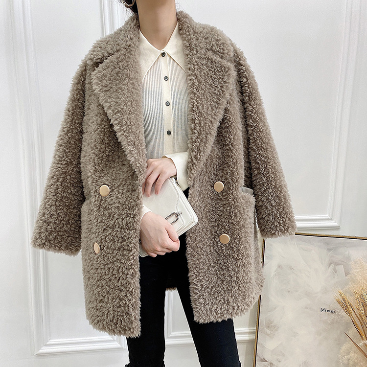 Mid-length lambskin coat, various colors