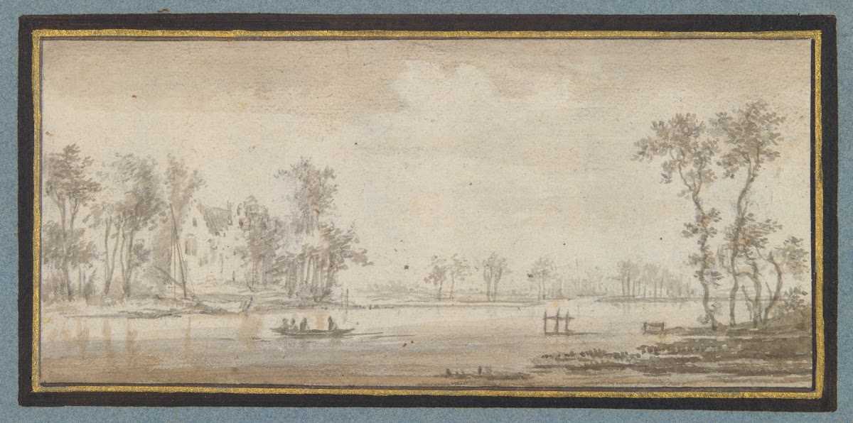 River with house and rowboat 17thcentury