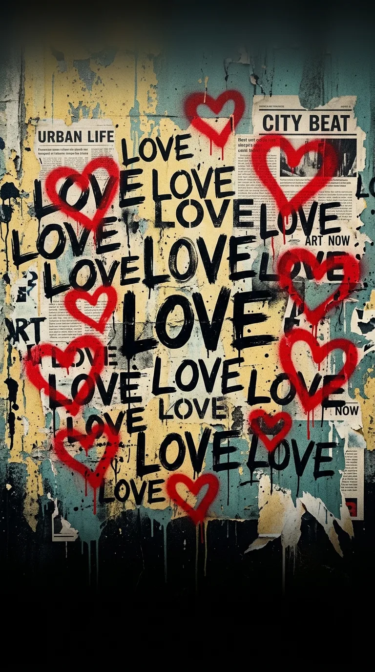 Grunge Love Typography Abstract Wallpaper - Free 4K mobile Wallpaper