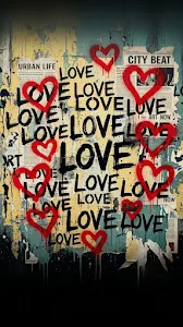 Grunge Love Typography Abstract Wallpaper