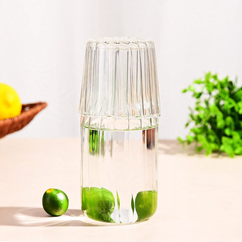Glass carafe with glass, heat resistant