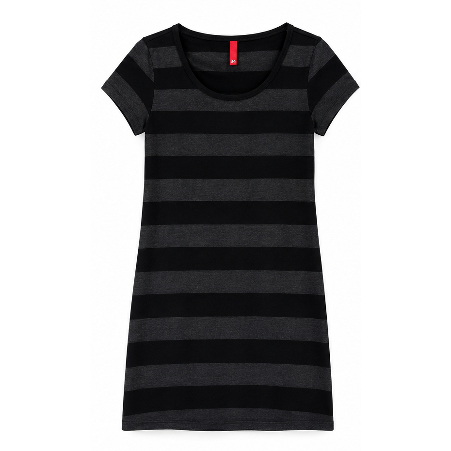 Rochii - Rochie H&M neagră cu dungi gri - 34/XS