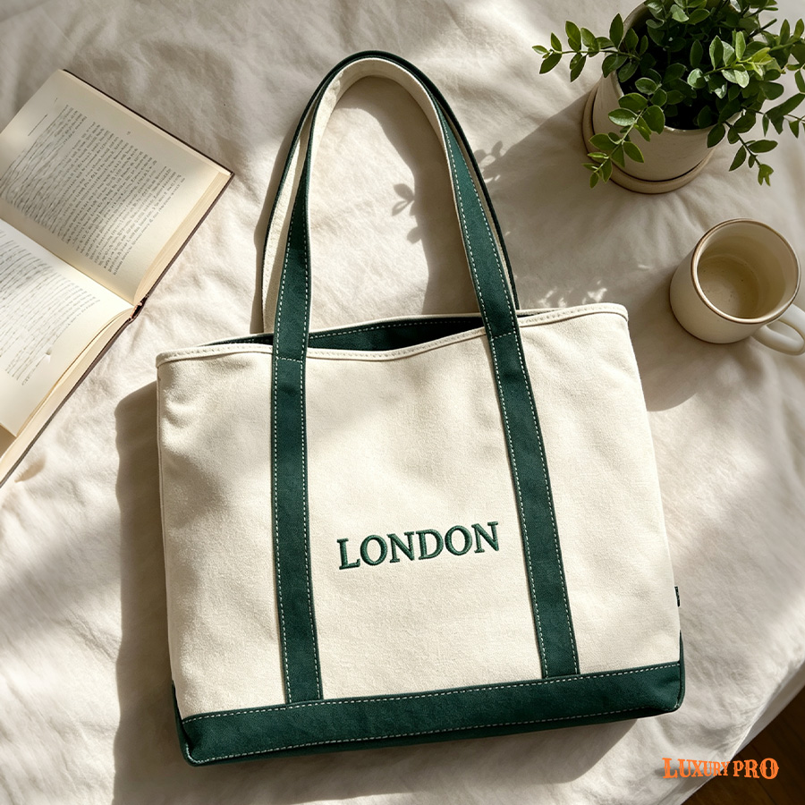 Embroidered Canvas Boat Bag