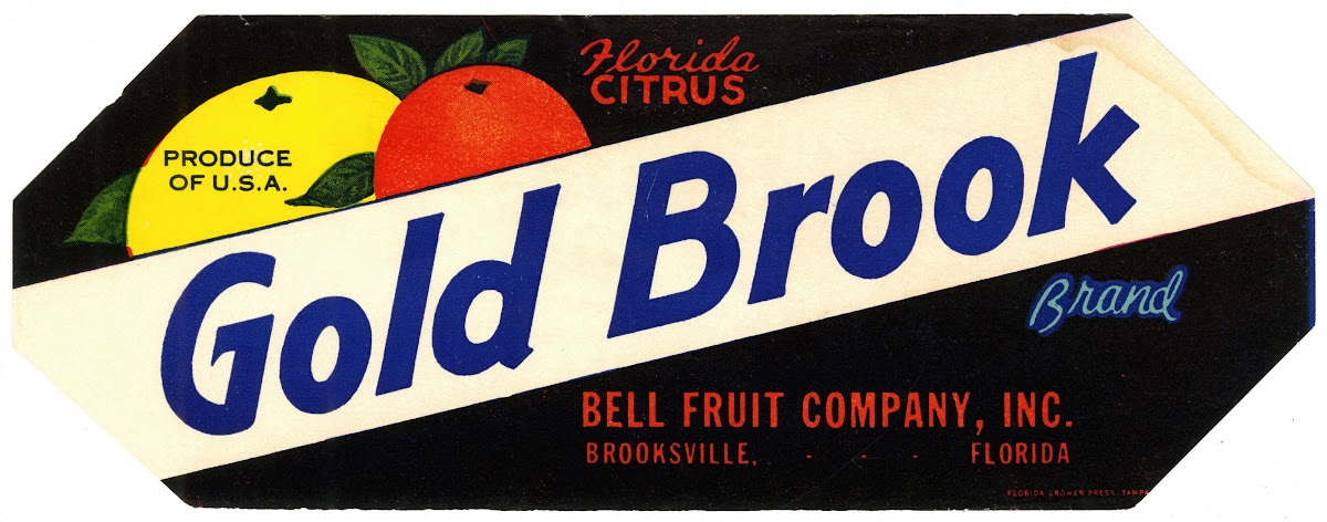Gold Brook Brand Citrus Label 1930 1950