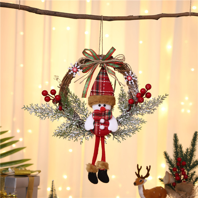 Christmas wreath with cartoon figure and branch look