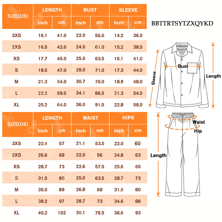 AOP Trimmed Full Length Children's Long Sleeved Pajama Set with One Pocket on Chest
