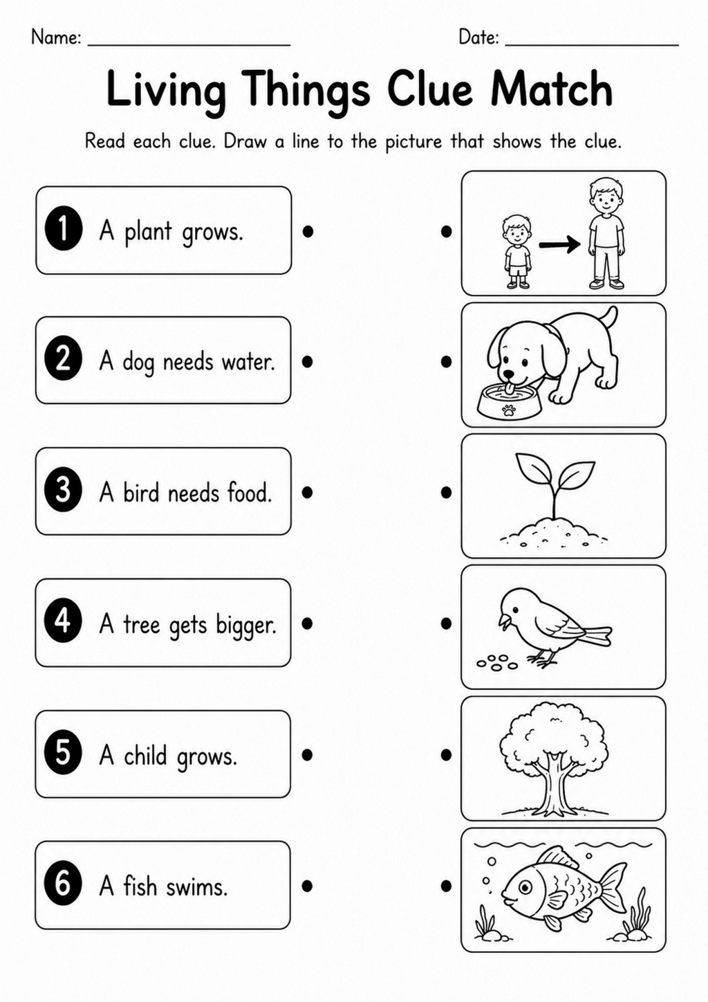 Living Things Clue Match