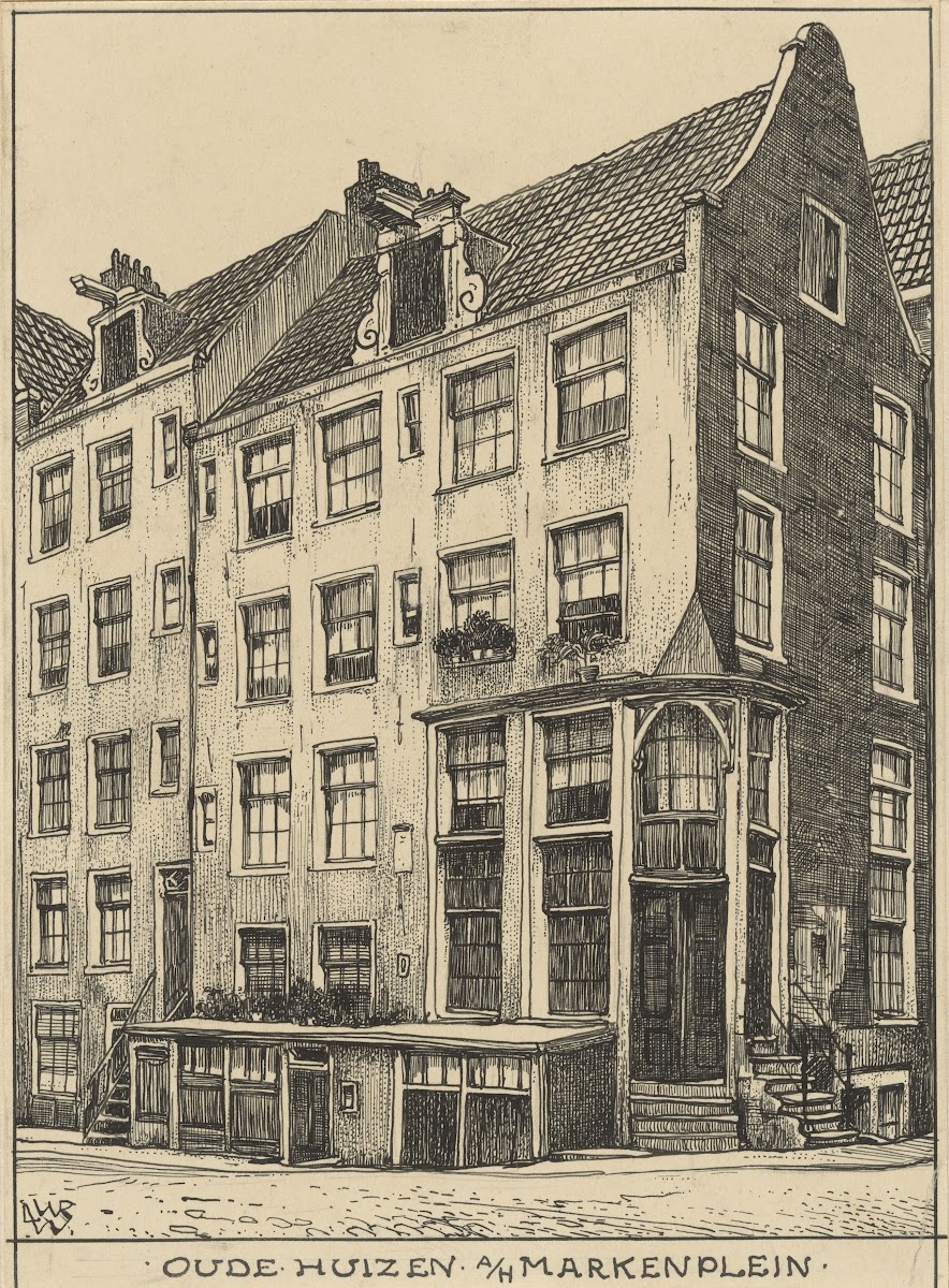 Oude huizen aan het Markenplein te Amsterdam 20th century