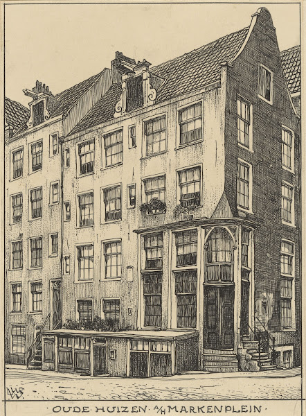 Oude huizen aan het Markenplein te Amsterdam 20th century