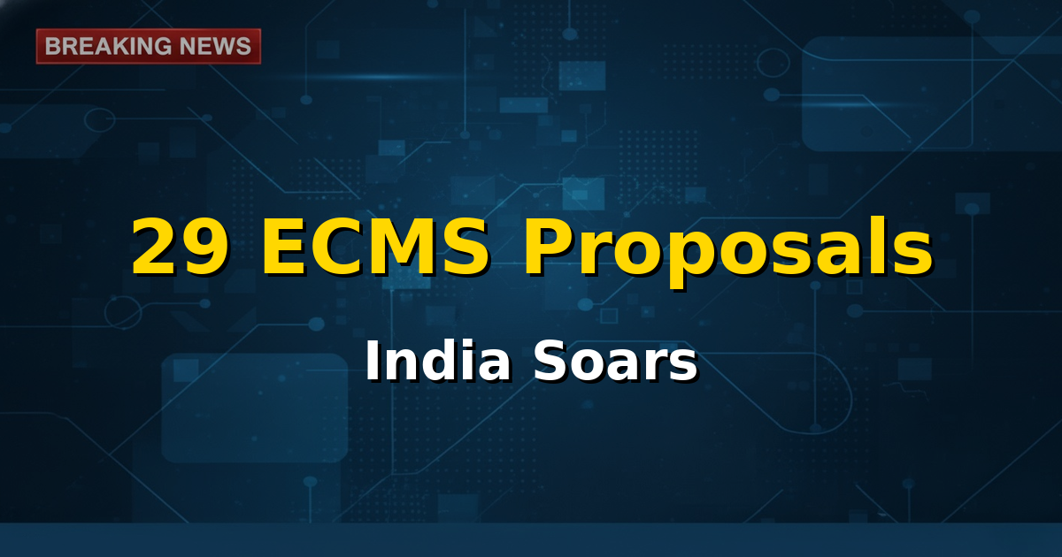 A graphic depicting electronic components and the 'Make in India' logo, symbolizing the growth in electronics manufacturing due to ECMS.