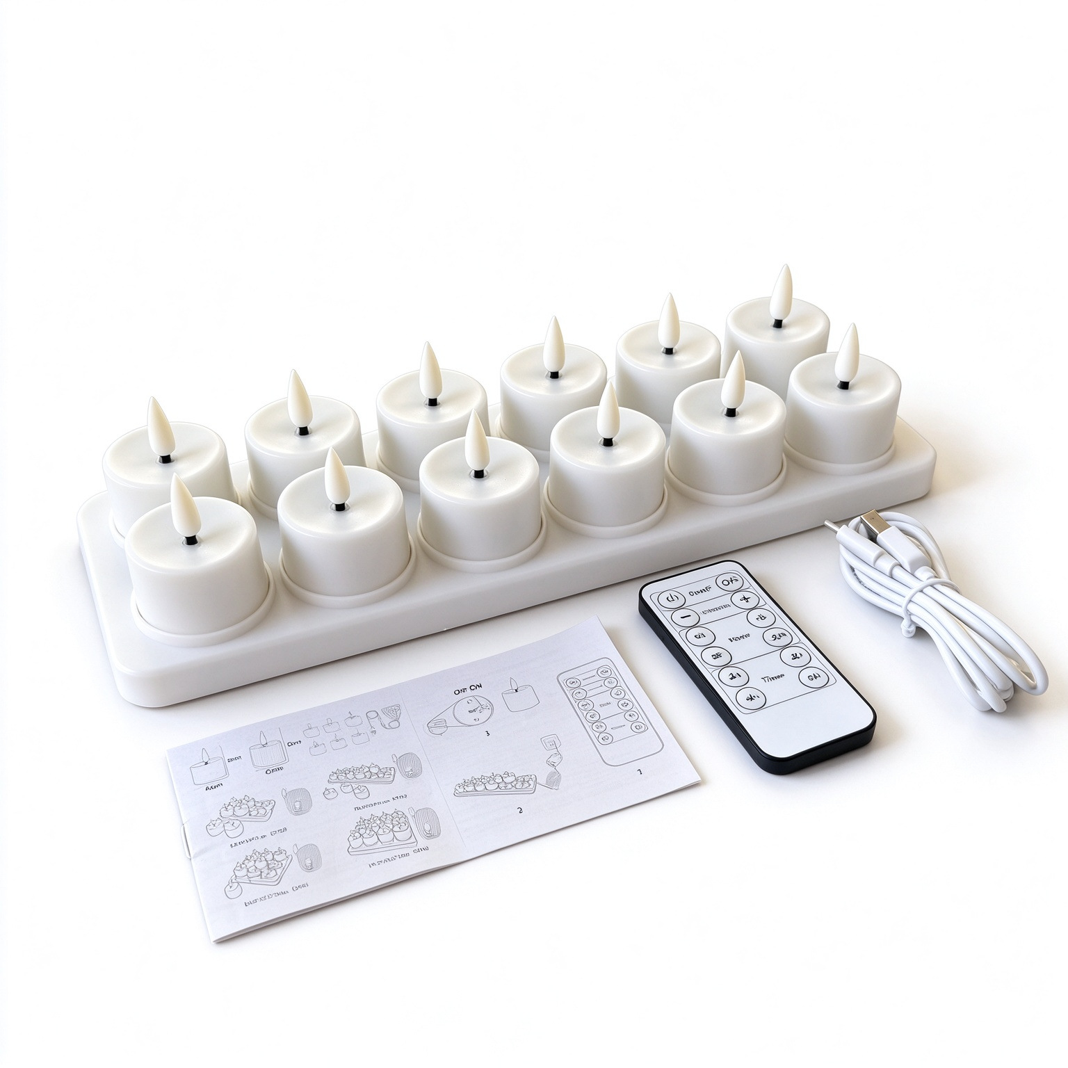 Wiederaufladbares LED-Teelicht-Set mit Ladestation