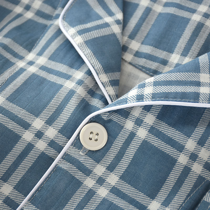 Herren-Pyjama-Set aus Baumwoll-Gaze, kariert