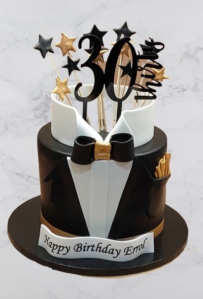 30th Gold & Black Birthday Cake CB-NC606