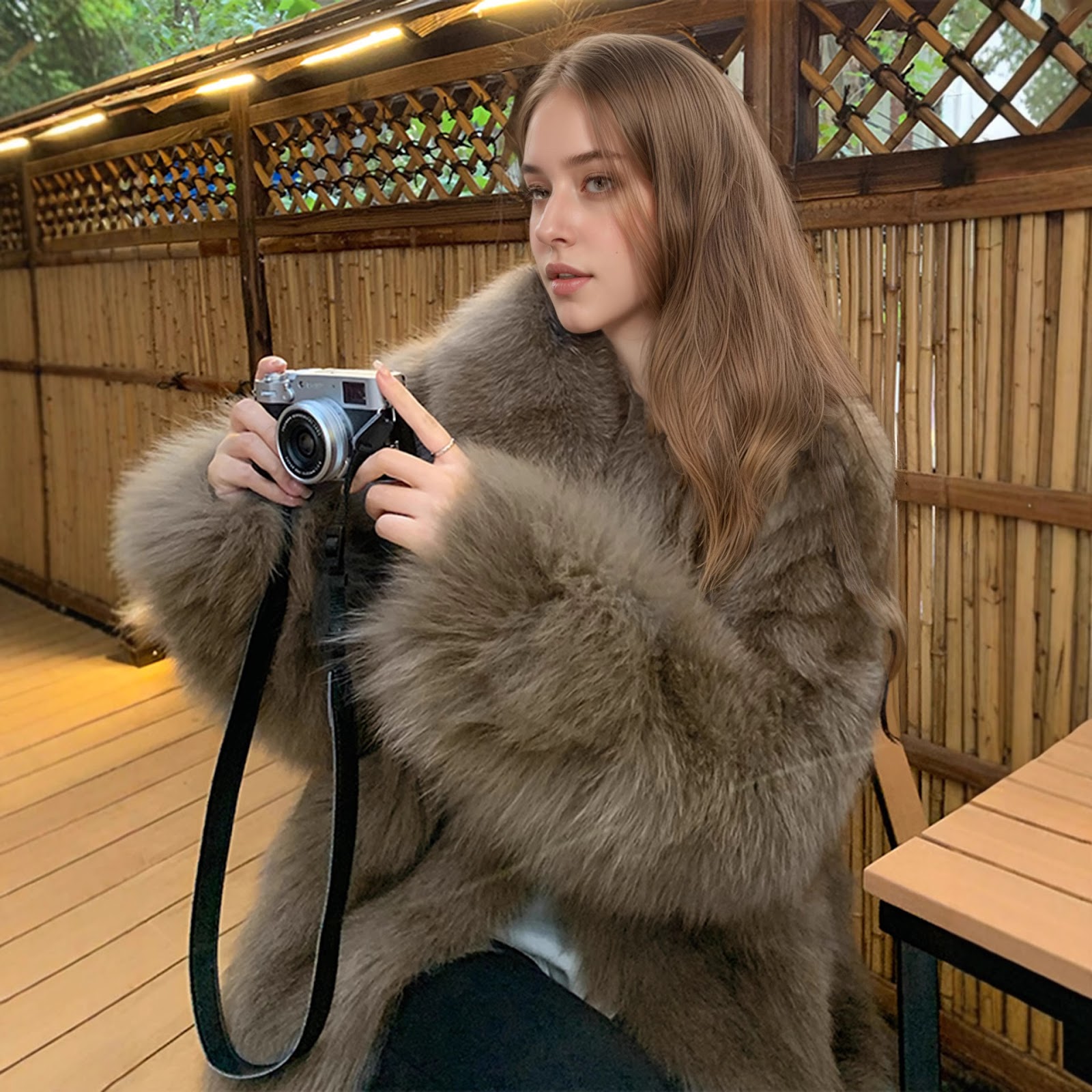 Women's Faux Fur Coat in Mid Length
