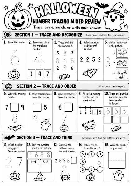 Halloween Number Tracing Mixed Review