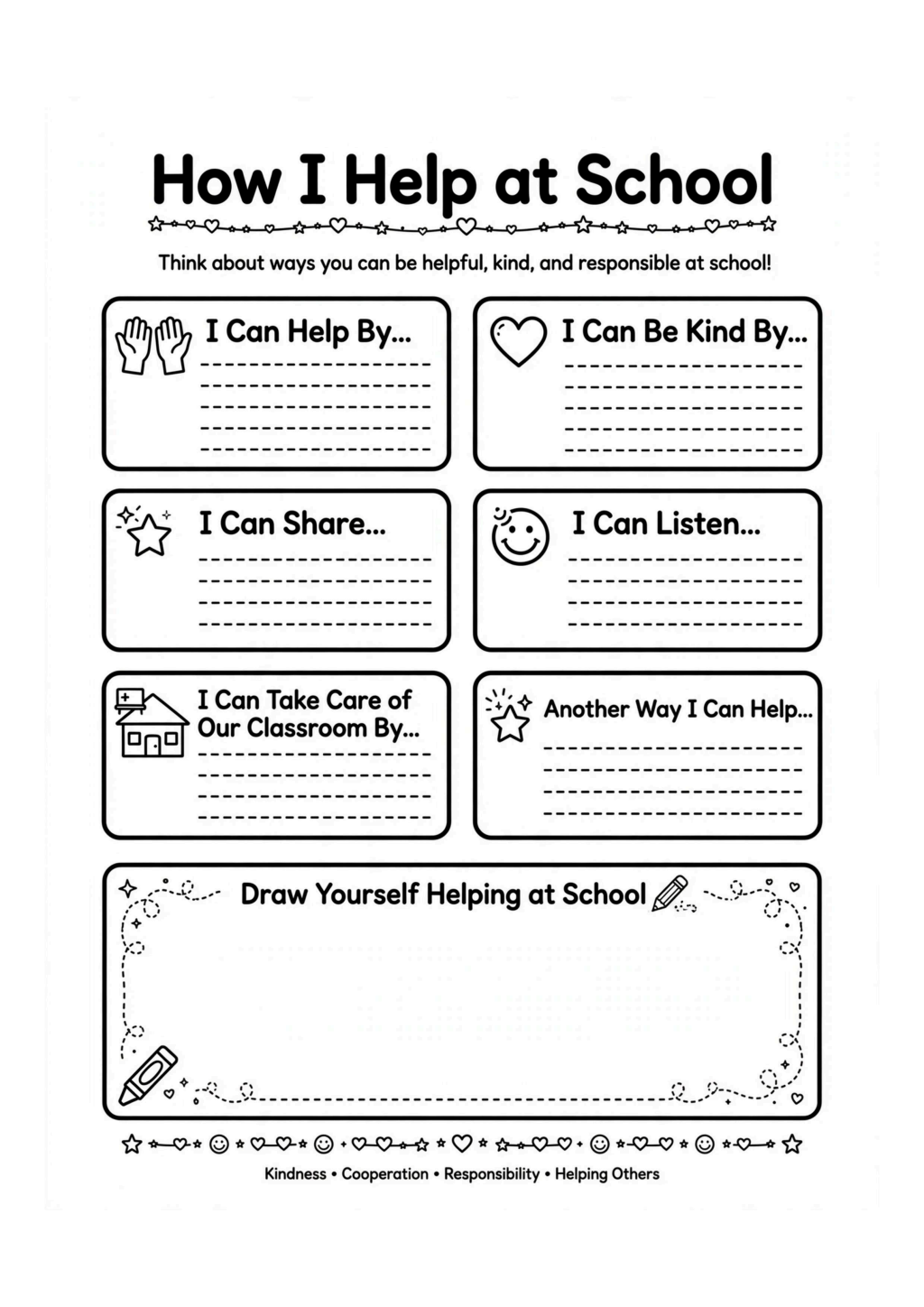How I Help at School Worksheet
