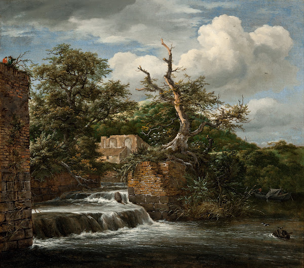 Landscape with a mill run and ruins circa 1653