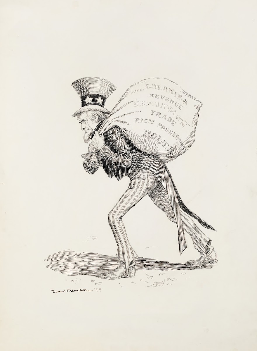 Uncle Sam carries a large bag 1899