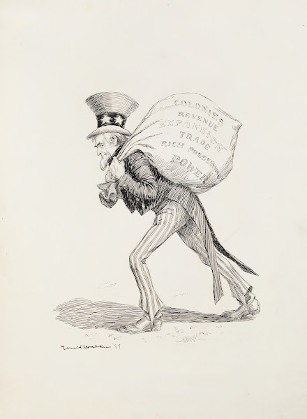 Uncle Sam carries a large bag 1899