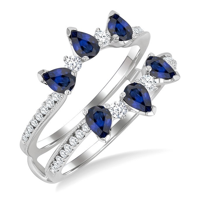 Pear Shape Gemstone & Diamond Insert Ring 291L5DHFGSPWG