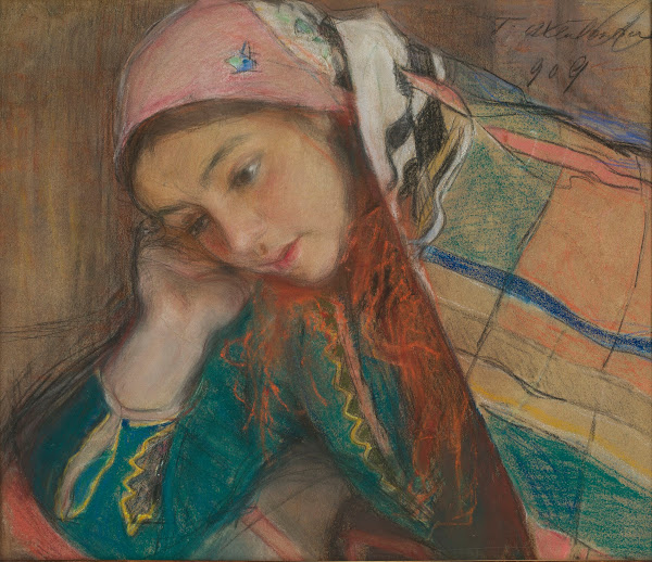 Portrait of a girl in Krakow costume 1909