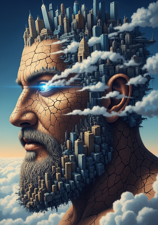 Surreal Urban Titan Dreamscape