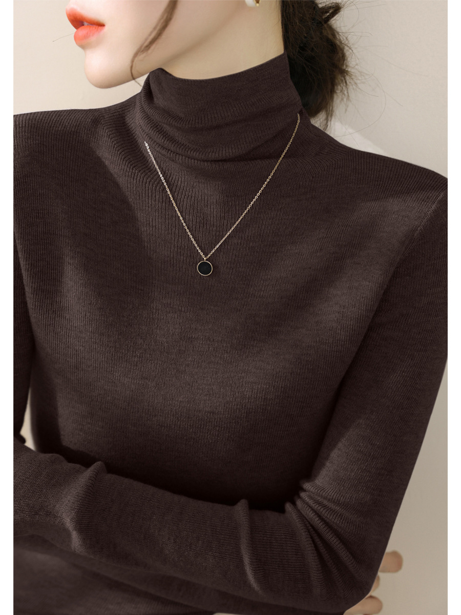 Women's Knitted Sweater, Fitted, with Stand-Up Collar