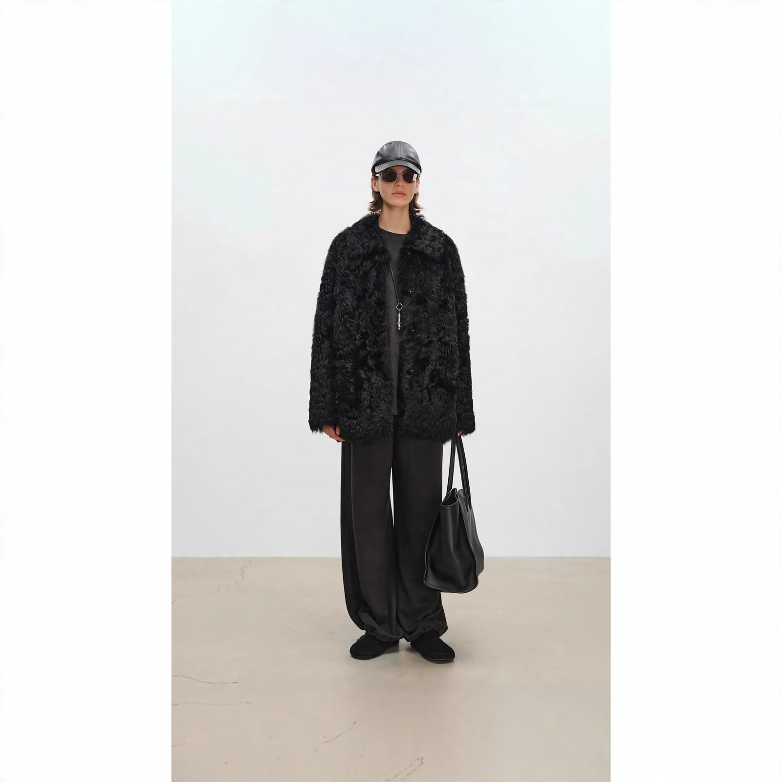 Women's coat made of lambskin imitation in Tuscan look
