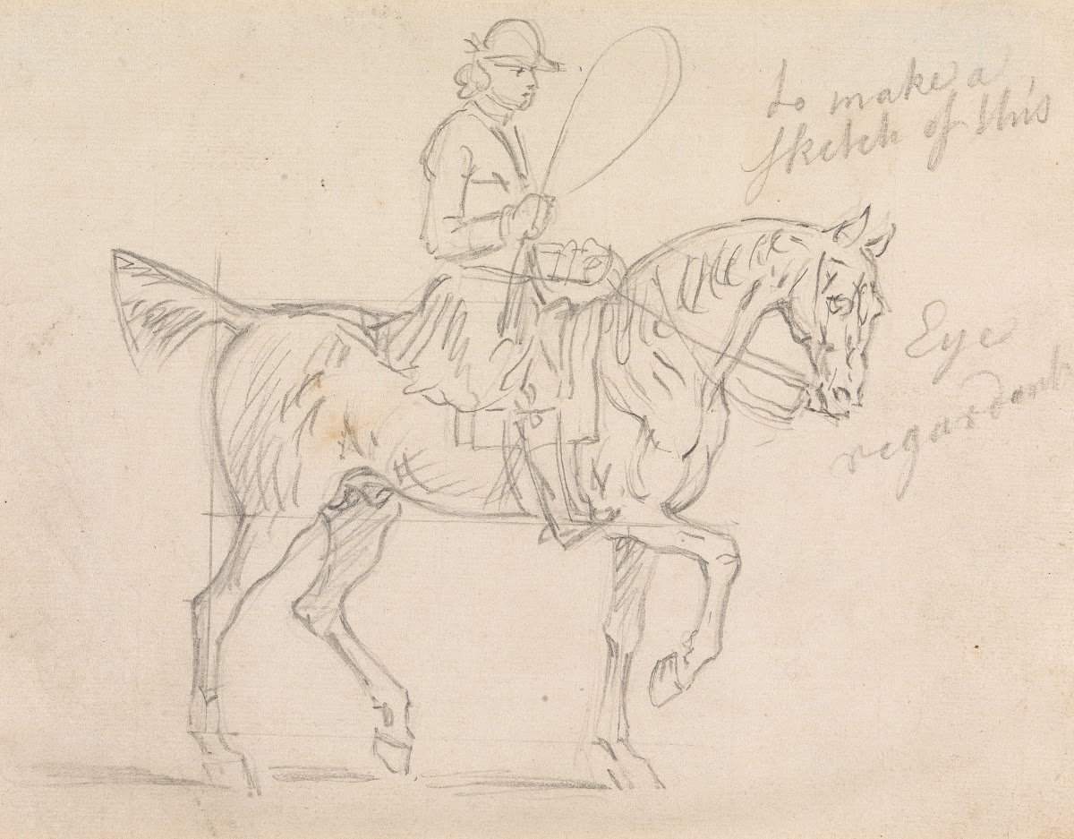 Horse and Rider Walking to Right