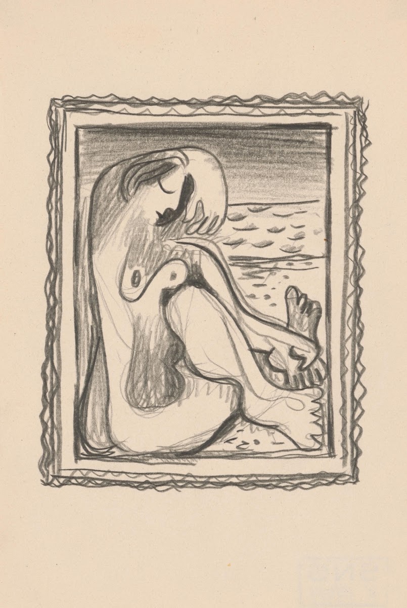 Štúdia obrazu sediaceho ženského aktu 1938