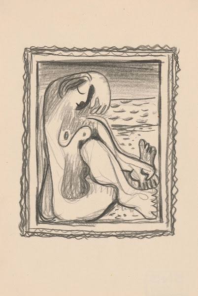 Štúdia obrazu sediaceho ženského aktu 1938