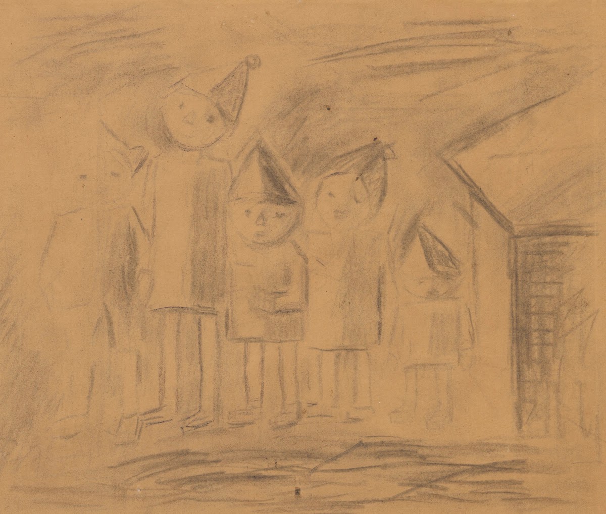 Pięcioro dzieci stojących rzędem 1928