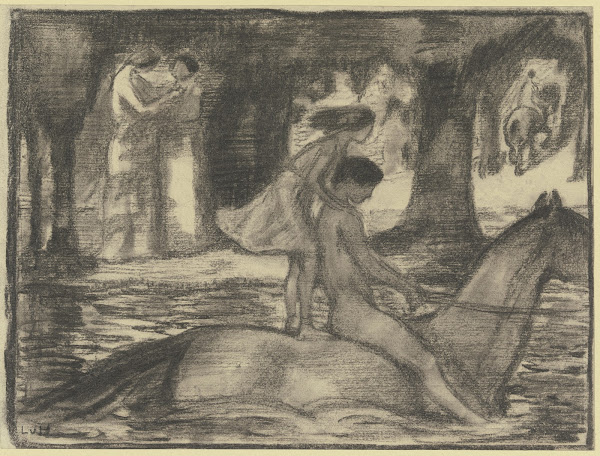 Riding children in the forest