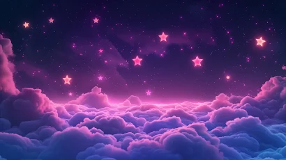 Ai Art, Clouds, Stars, Illustration, Purple 5K Wallpaper Background