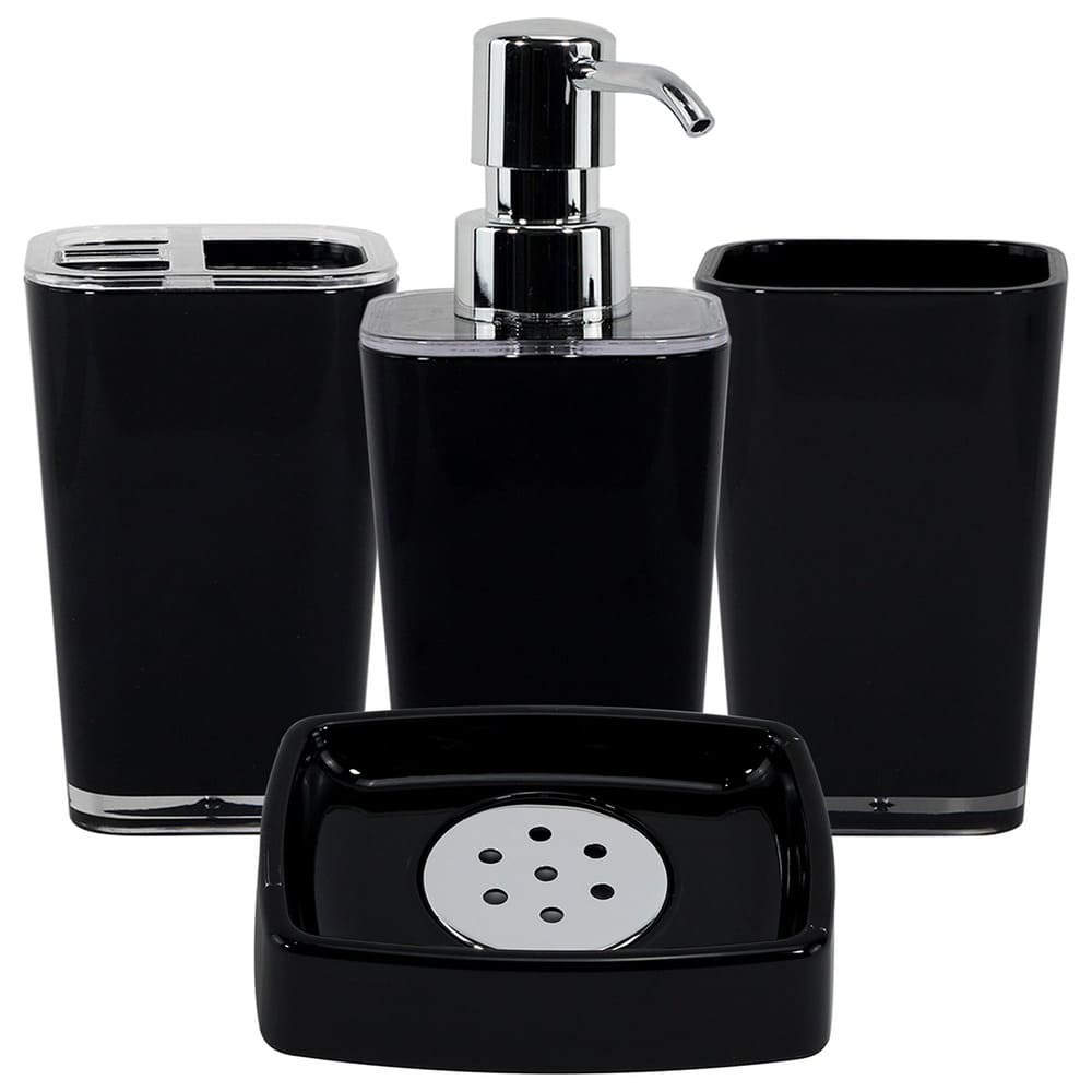 Set de baño de acrílico Distinto™ color negro, 4 piezas