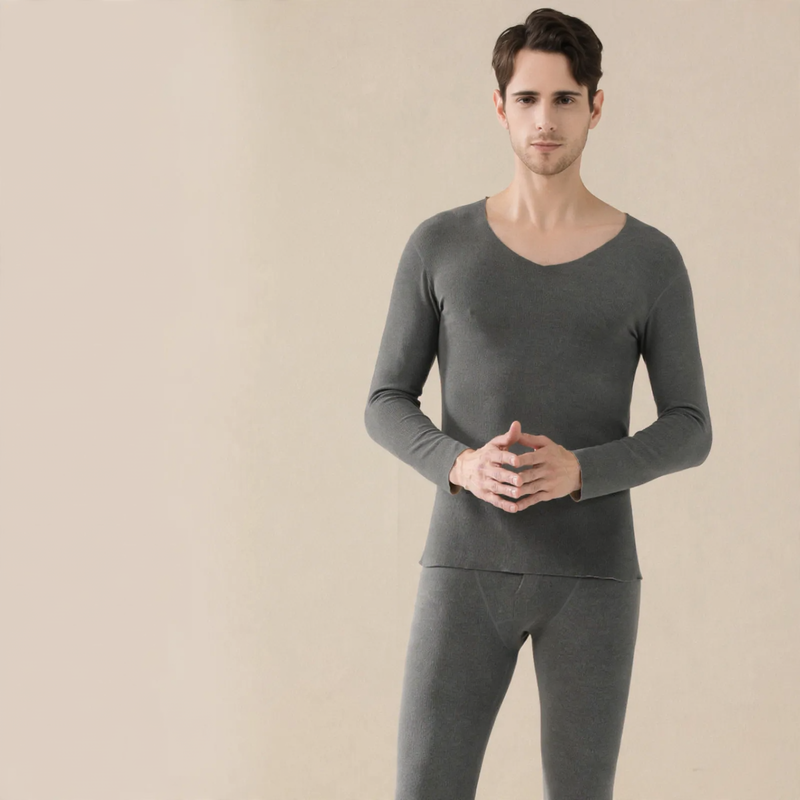 Thermal set made of wool and silk, brushed on both sides