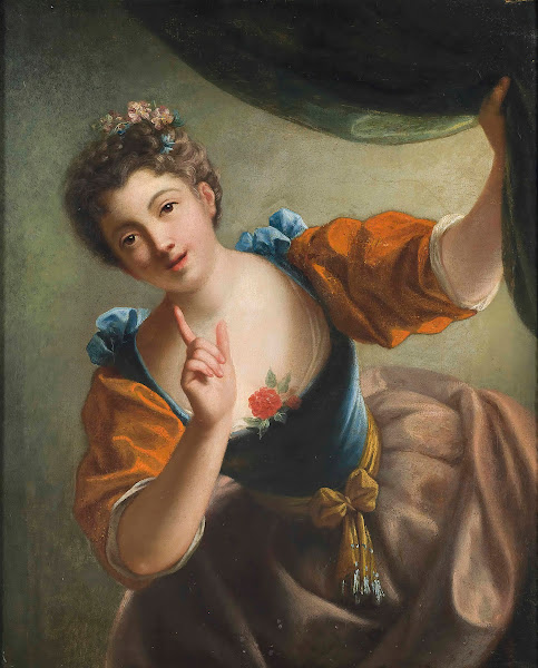 Le Silence Ou Femme À La Fenêtre Soutenant Un Rideau