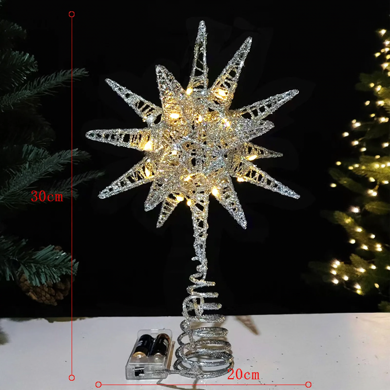 Illuminated Christmas Tree Star Made of Iron